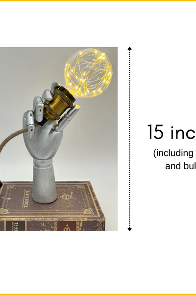 Silver wooden hand Fairy globe light with book base Accent Light