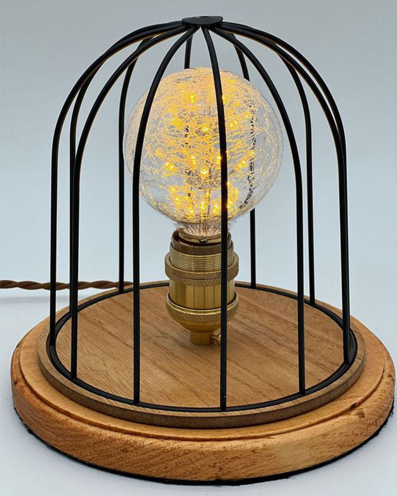 Cage Starry Bulb And Light Color Wood