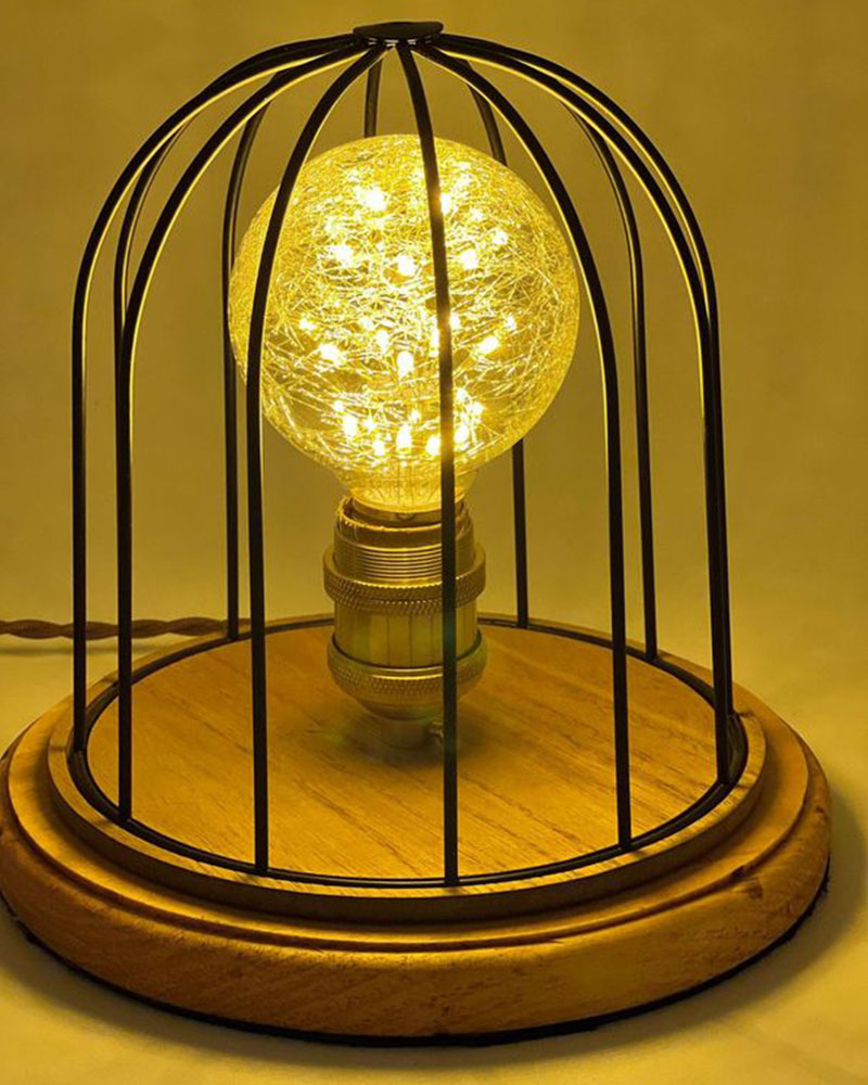 Cage Starry Bulb And Light Color Wood