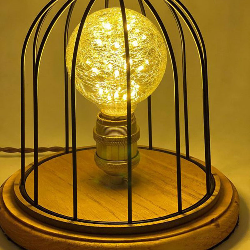 Cage Starry Bulb And Light Color Wood