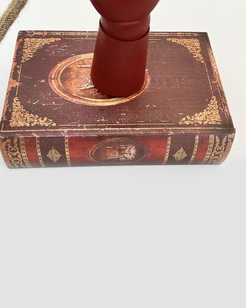 Brick Red wooden hand globe light with book base Accent Light